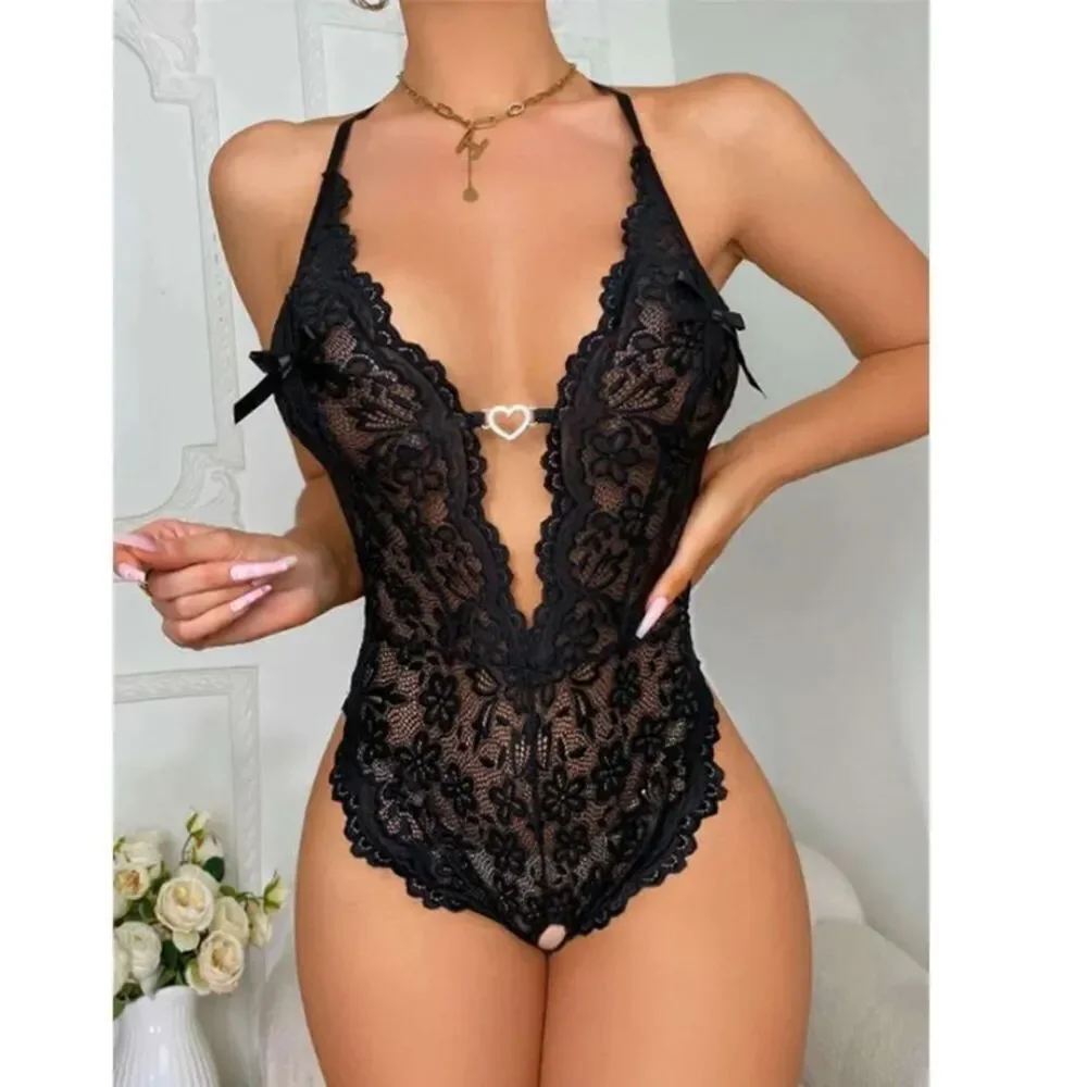 Women's Sexy Lingerie Deep V Lace Babydoll Sleepwear One Piece Teddy Bodysuit US
